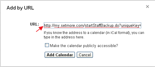 Copy url from SetMore and paste in gmail calendar