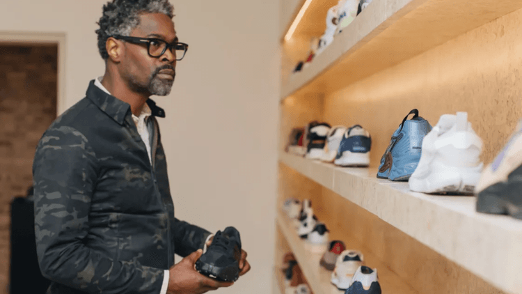 man looking at trainer selection