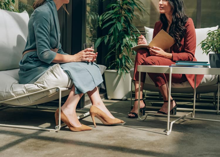 two women talking